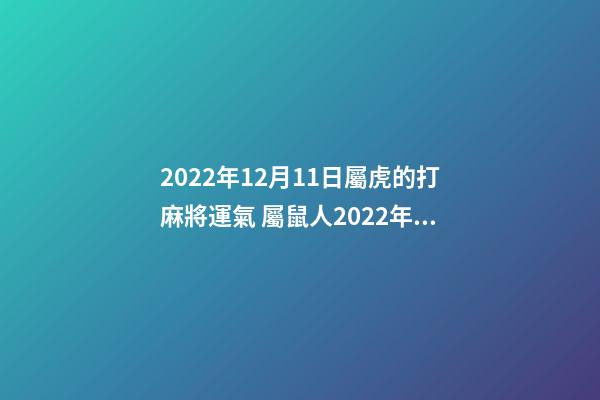 2022年12月11日屬虎的打麻將運氣 屬鼠人2022年12月18日打麻將運氣好嗎-第1張-觀點-玄機派